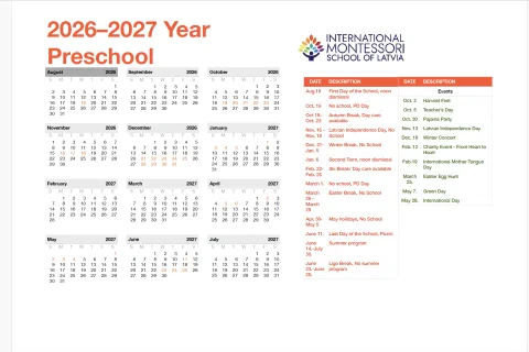 Preschool Calendar